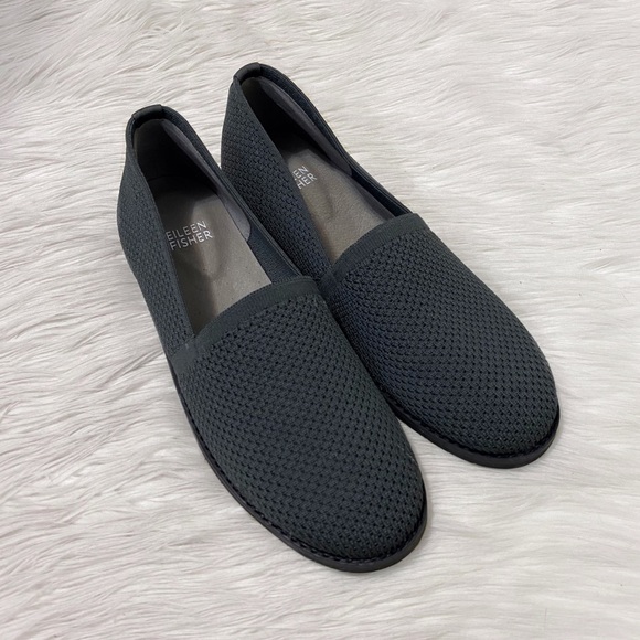 Eileen Fisher Gray Demi Knit Flats Slip On Shoes - Picture 1 of 11